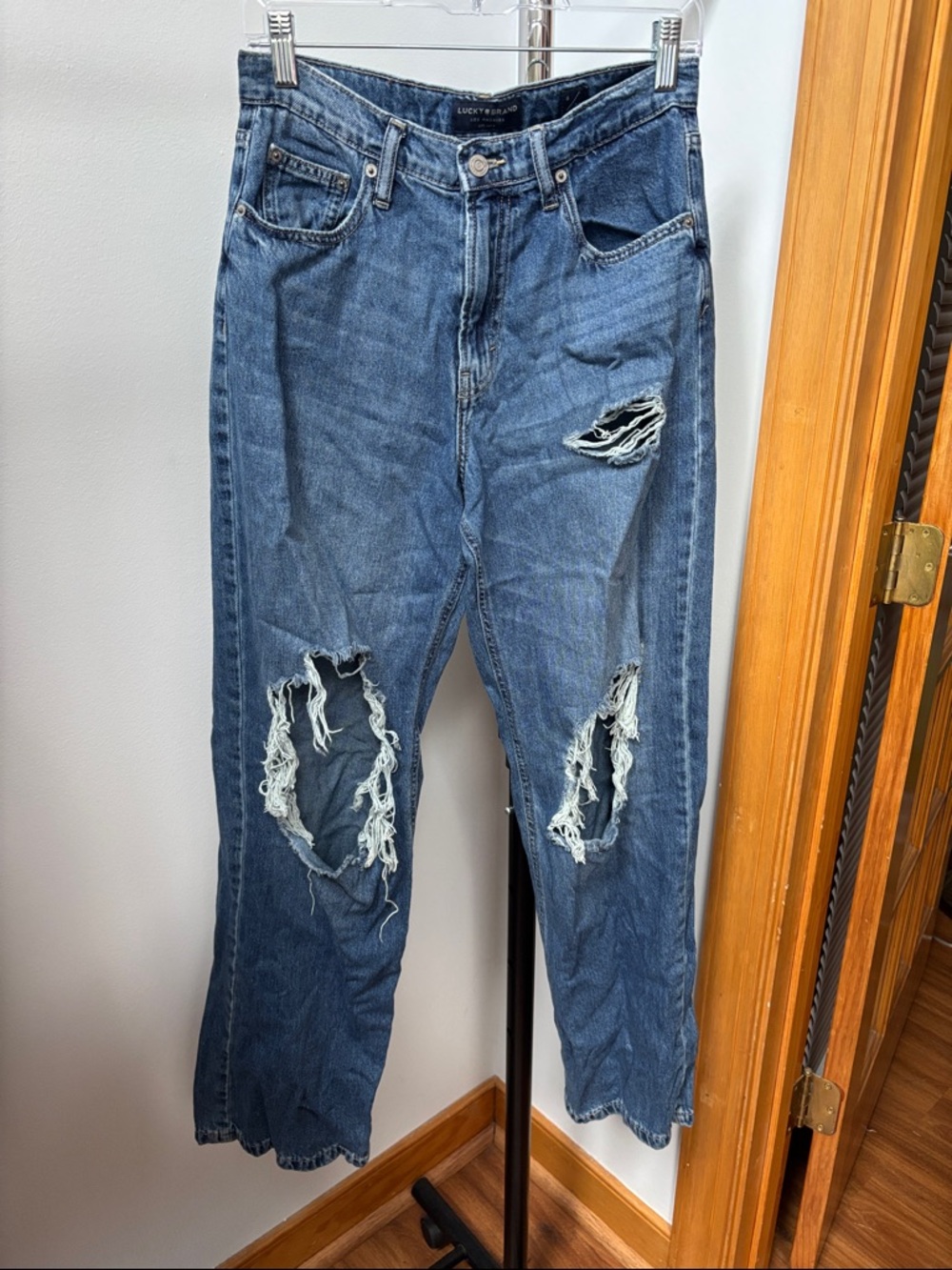 Lucky Brand Women's Distressed Blue Boyfriend Jeans